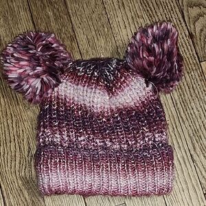 Place Kids Pom-Pom Knit Hat - Pink and Purple